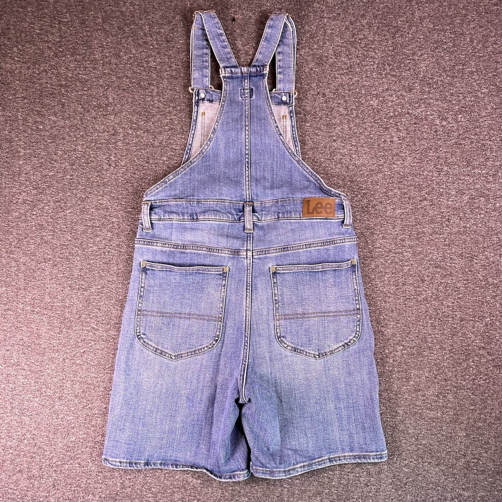 Lee Overalls Womens Small Blue Medium Wash Farm Chore Boho Bib Shortalls Pockets - Picture 15 of 16